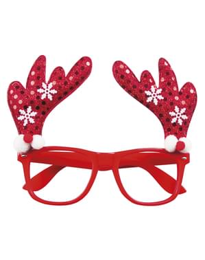 Lunettes rouges avec cornes de renne adulte