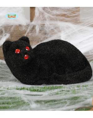 Kırmızı gözleri ile dekoratif siyah kedi figürü