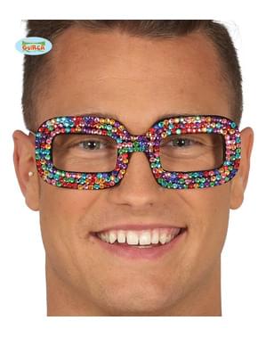 Occhiali hippies multicolor con brillanti incastonati