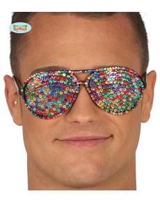 Lunettes multicolores avec diamants incrustés