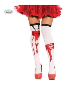 Meias-calças com cortes ensanguentados para mulher