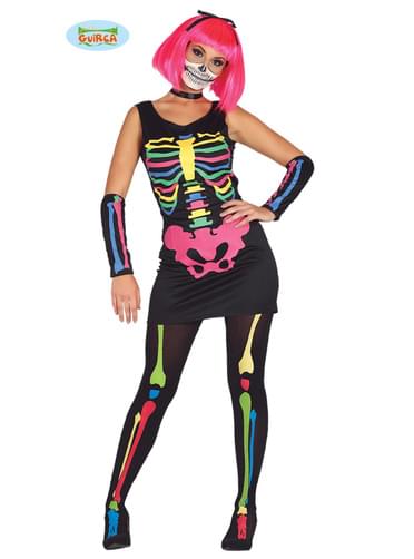 Neon skeleton costume for women