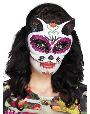Máscara de Catrina felina para mulher