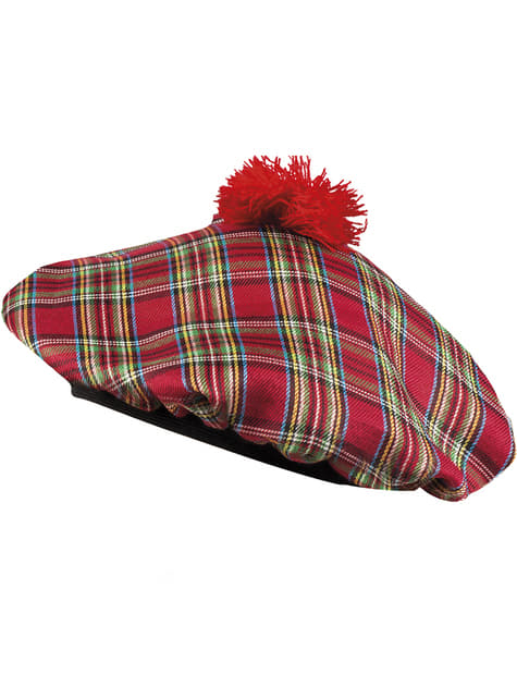 Červený škótsky klobúk pre dospelých