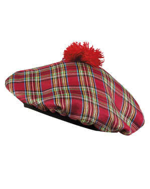 Červený škótsky klobúk pre dospelých