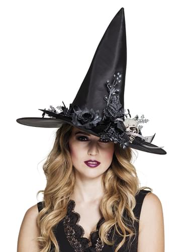 Chapeau Sorciere Avec Fleurs Et Tete De Mort Femme Les Plus Amusants Funidelia