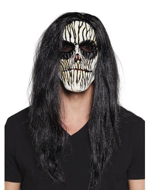 Voodoo mask with hair for adults