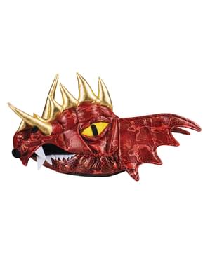 Gorro de dragón rojo con cuernos para adulto
