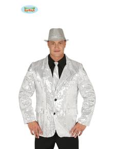 Giacca di paillettes argentate brillanti per uomo