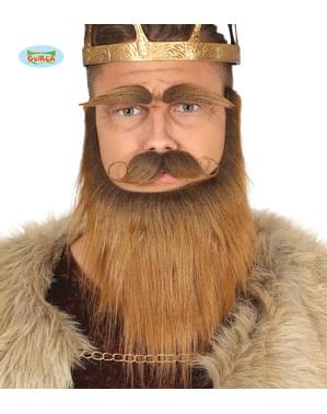 Barbe avec moustache et sourcils Viking châtain homme