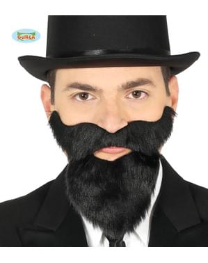 Barbe et moustache noire adhésive homme