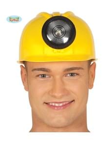 Capacete de operário amarelo com luz para adulto