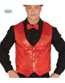 Fashionable red sequin waistcoat for men