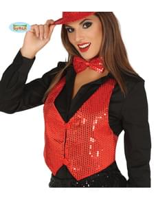 Red sequin waistcoat for women