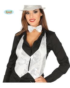 Gilet di paillettes argentato per donna