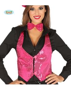 Fuchsia pailetten gilet voor vrouwen