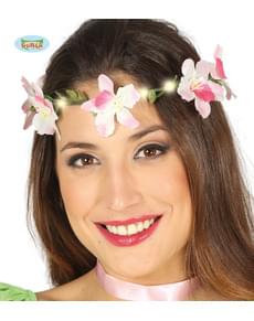 Coroa de flores brancas com luz