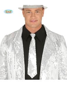 Zilveren pailetten stropdas voor volwassenen