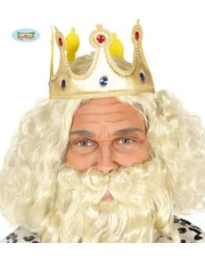 Coroa de rei dourada de tecido para adulto