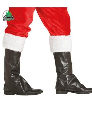 Surbottes Père Noël noirs avec peluche blanche