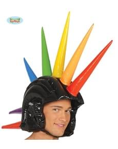 Capacete com crista insuflável multicolor