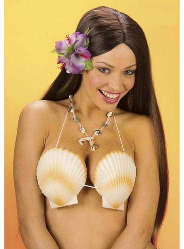 Blithe LA Shell Shaped Bra Top Faux Flowers Beige Color Size Large Mermaid