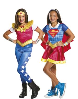 Costum Supergirl și Wonder Woman DC Superhero Girls pentru fată