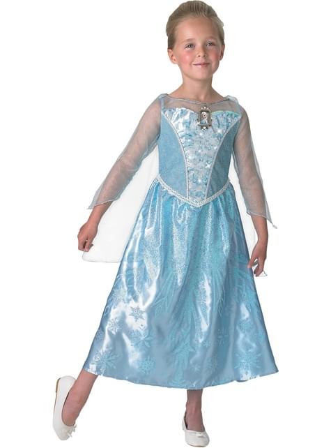 Costum Elsa Regatul de gheață (Frozen) cu lumină și muzică în cutie pentru fată