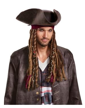 Jack Sparrow Salazar bosszúja paróka kalapokkal és bandánával férfiaknak