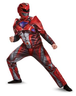 大人のための筋レッドパワーレンジャーコスチューム