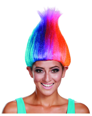 Peluca de Trolls multicolor para adulto