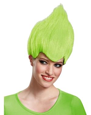 Peruca de Trolls verde para adulto