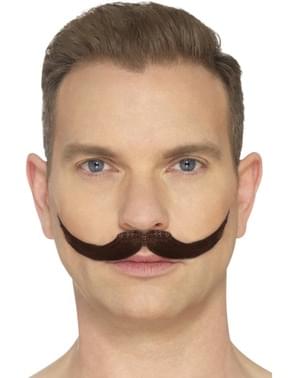 Moustache dompteur châtain homme