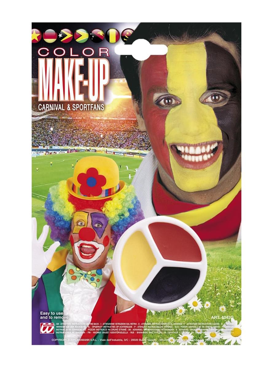 Maquillage rouge, jaune et noir