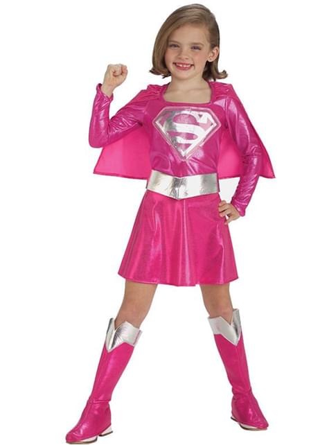 Costume Supergirl rosa da bambina. Consegna express
