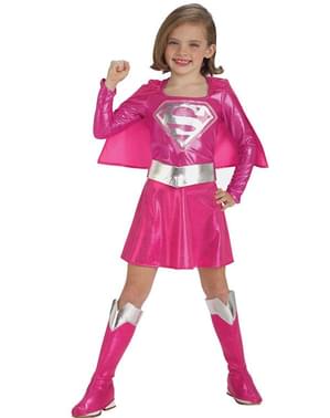 Fato de Supergirl cor-de-rosa para menina