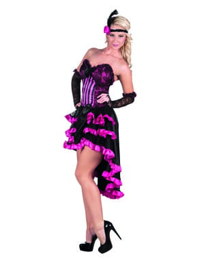Disfraz de cabaret negro y rosa para mujer