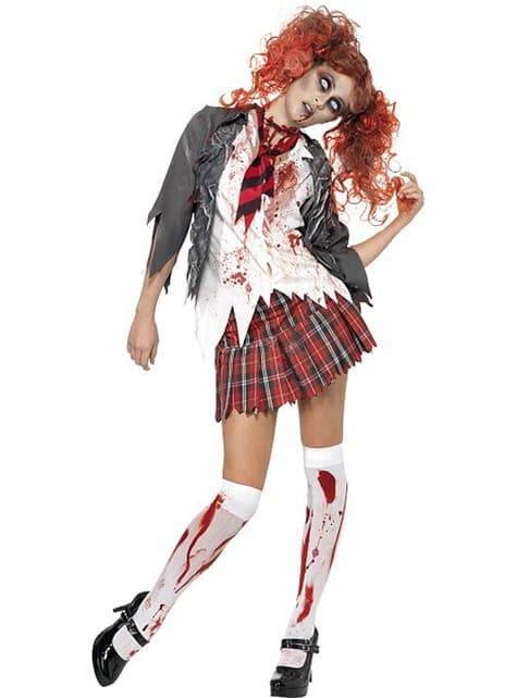 Zombie school girl adult costume