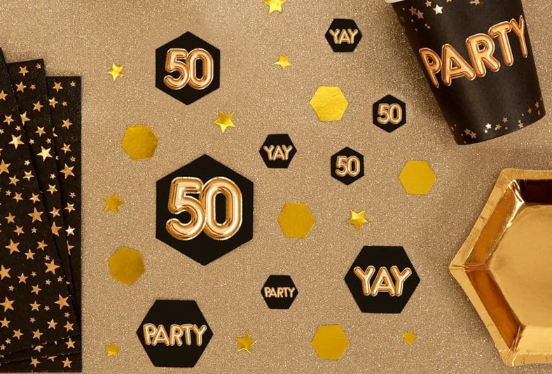 Decoración para fiesta de cumpleaños 50 para mujer, color dorado
