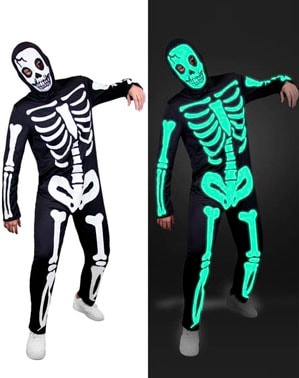 Glow in the dark skeleton costume for men