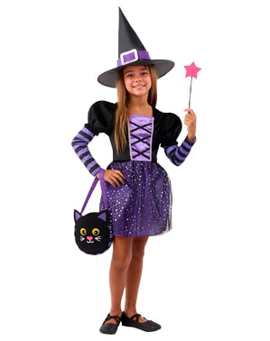 Kostým čarodejnice s doplňky pro dívky